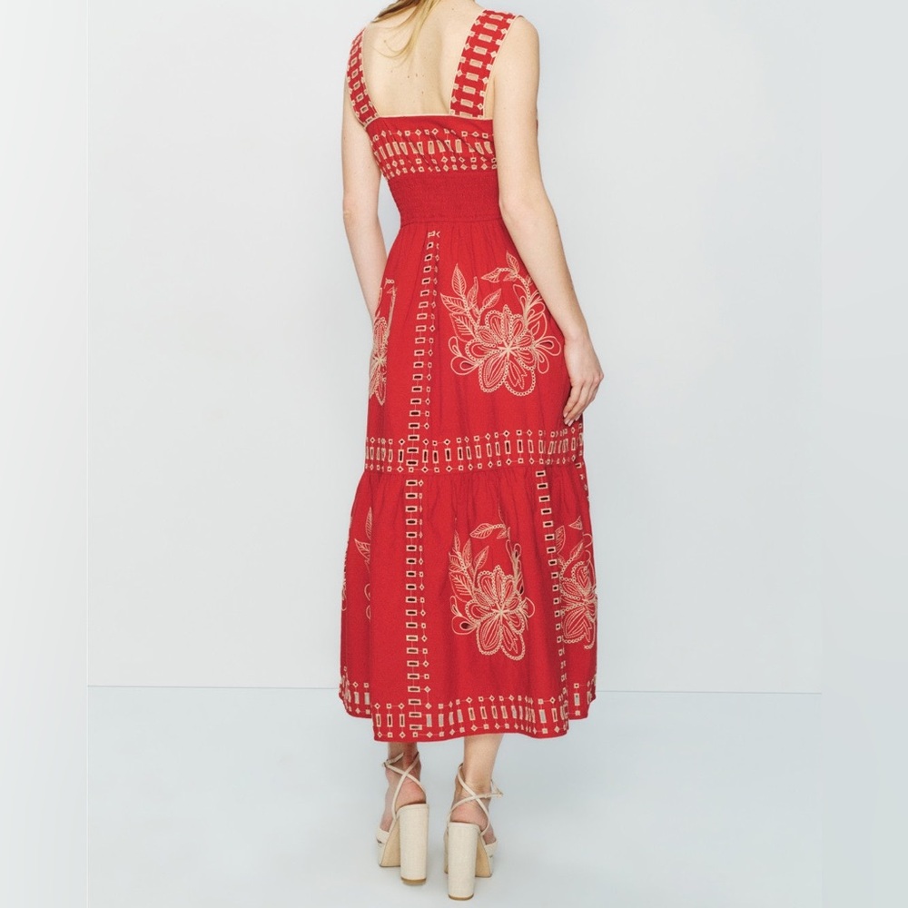 Rails Fawn Dress Red and Cream Floral Midi - Picture 3 of 8